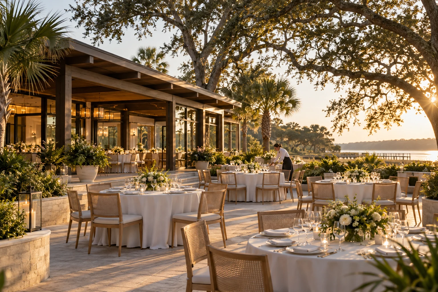 Illustrative hospitality setting: a prepared outdoor event terrace